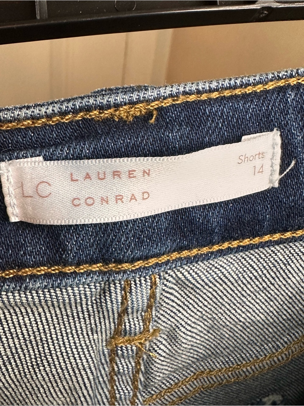 LC Lauren Conrad Dark Blue Frayed Hem Denim Shorts - Picture 3 of 3